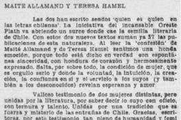 Maité Allamand y Teresa Hamel Maité Allamand y Teresa Hamel