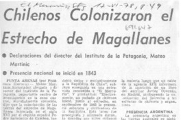 Chilenos colonizaron el Estrecho de Magallanes
