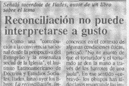 Reconciliación no puede interpretarse a gusto  [artículo].