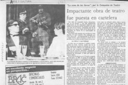 Impactante obra de teatro fue puesta en cartelera  [artículo] Diego Ramírez Toro.