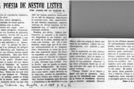 La poesía de Néstor Lister  [artículo] Darío de la Fuente D.