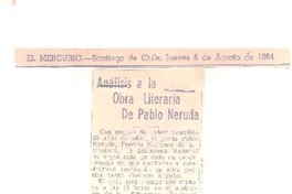 Análisis a la obra literaria de Pablo Neruda