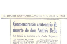 Conmemorarán centenario de muerte de don Andrés Bello Conmemorarán centenario de muerte de don Andrés Bello