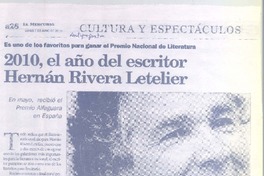2010, el año del escritor Hernán Rivera Letelier 2010, el año del escritor Hernán Rivera Letelier