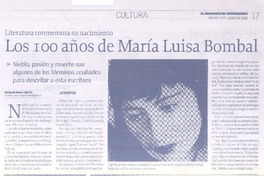 Los 100 años de María Luisa Bombal Los 100 años de María Luisa Bombal