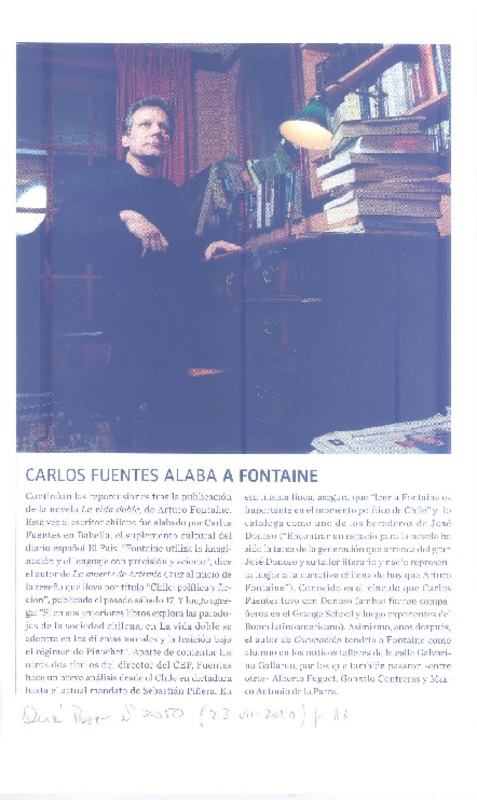 Carlos Fuentes alaba a Fontaine