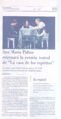 Ana María Palma estrenará la versión teatral de "La casa de los espíritus"