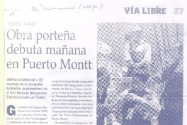 Obra porteña debuta mañana en Puero Montt