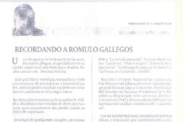 Recordando a Rómulo Gallegos Recordando a Rómulo Gallegos