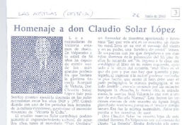 Homenaje a don Claudio Solar López Homenaje a don Claudio Solar López
