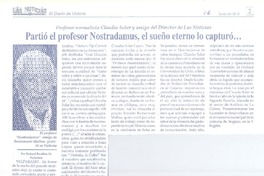Partió el profesor Nostradmus, el sueño eterno lo caprturó-- Partió el profesor Nostradmus, el sueño eterno lo caprturó--