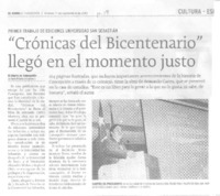 "Crónicas del Bicentenario" llegó en el momento justo