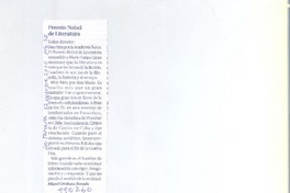 Premio Nobel de Literatura Premio Nobel de Literatura