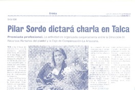 Pilar Sordo dictará charla en Talca Pilar Sordo dictará charla en Talca