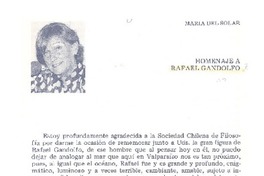 Homenaje a Rafael Gandolfo  [artículo] María del Solar.