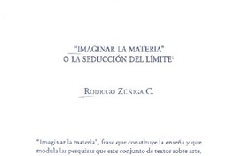 "Imaginar la materia" o la Seducción del límite  [artículo] Rodrigo Zúñiga C.
