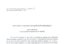Chilenos en Madrid : Joaquín Edwards Bello  [artículo] Juana Martínez.