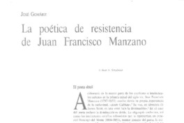La poética de resistencia de Juan Francisco Manzano  [artículo] José Gomáriz.