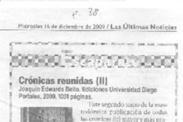 Crónicas reunidas (2)  [artículo] Elías Palmer.