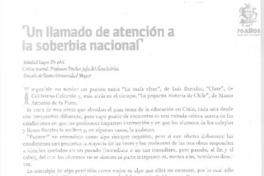 Un llamado de atención a la soberbia nacional  [artículo] Soledad Lagos.