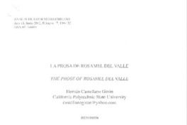 La prosa de rosamel del Valle  [artículo] Hernán Castellano Girón.