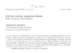 Libros vación, papeles falsos  [artículo] Alejandro Zambra.