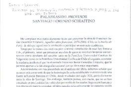 Palabras de Profesor Santiago Lorenzo Schiaffino.  [artículo]