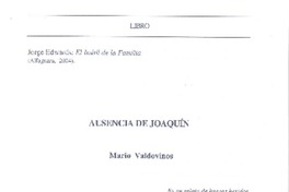 Ausencia de Joaquín  [artículo] Mario Valdovinos