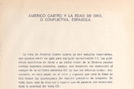 Américo Castro y la edad de oro, o conflictiva, española  [artículo] Alberto Porqueras-Mayo.