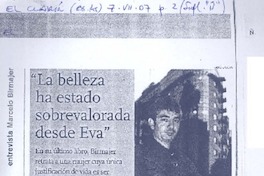 "La belleza ha estado sobrevalorada desde Eva" (entrevista)  [artículo] Socorro Estrada.