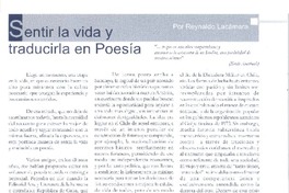 Sentir la vida y traducirla en poesía  [artículo] Reynaldo Lacámara.