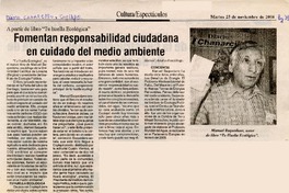 Fomentan responsabilidad ciudadana en cuidado del medio ambiente.  [artículo]