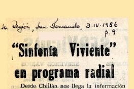 "Sinfonía viviente" en programa radial  [artículo].