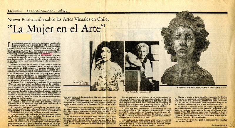 "La mujer en el arte"  [artículo] Enrique Solanich.