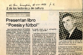Presentan libro "Poesía y fútbol"  [artículo].