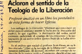 Aclaran el sentido de la Teología de la Liberación  [artículo].