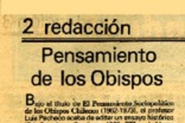 Pensamiento de los Obispos  [artículo] J. A. Parraguez.