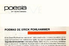 Poemas de Erick Pohlhammer  [artículo] Jaime Quezada.