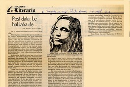 Post data, le hablaba de --  [artículo] María Cecilia Cerda.
