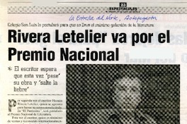 Rivera Letelier va por el Premio Nacional  [artículo]