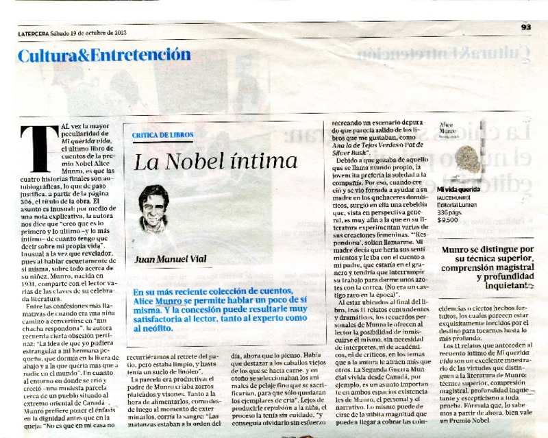 La Nobel íntima  [artículo] Juan Manuel Vial