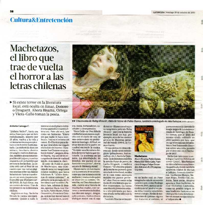 Machetazos, el libro que trae de vuelta el horror a las letras chilenas  [artículo] Roberto Careaga C.