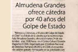 Almudena Grandes ofrece cátedra por 40 años del Golpe de Estado  [artículo]