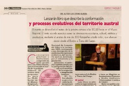 Lanzarán libro que describe la conformación y procesos evolutivos del territorio austral  [artículo] Rommy Ayaquintay G.