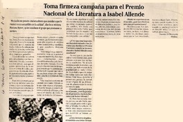 Toma firmeza campaña para el premio nacional de literatura a Isabel Allende (entrevista)  [artículo]