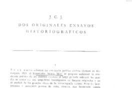 Dos originales ensayos historiograficos  [artículo] J.C.J.