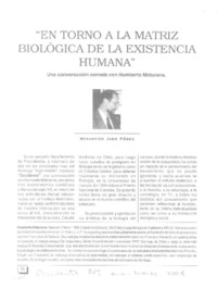 "En torno a la matriz biológica de la existencia humana" (entrevista)  [artículo] Sebastián Jans Pérez.