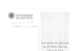 Las ruinas del discurso en El padre mío de Diamela Eltit  [artículo] Sergio Ojeda.