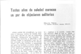 Tantos años de soledad merecen un par de objeciones solitarias  [artículo] Eduardo Tijeras.