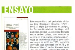 Chile-Perú, el Siglo que vivimos en peligro.  [artículo]